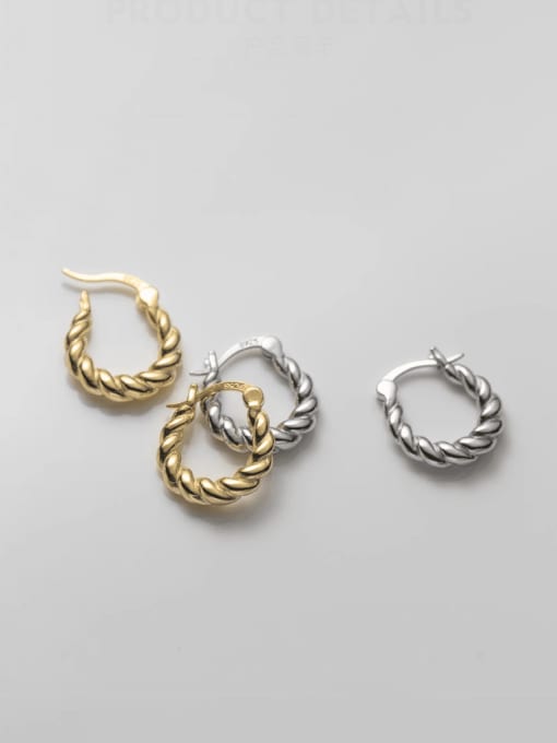 Rosh 925 Sterling Silver Twist Geometric Minimalist Hoop Earring