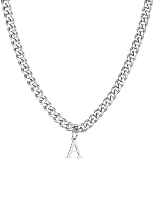 A Stainless steel Letter Hip Hop Hollow Chain Necklace