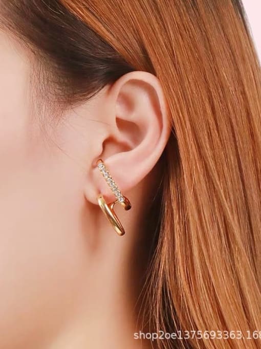 LI MUMU Copper Cubic Zirconia White Irregular Minimalist Clip Earring 1