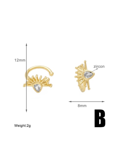 B Brass Cubic Zirconia Geometric Minimalist Hook Earring