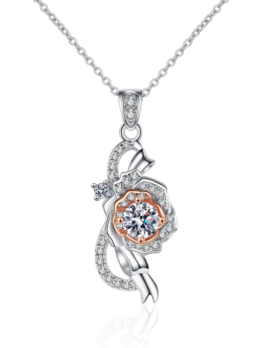 MOISS 925 Sterling Silver Moissanite Flower Dainty Necklace 0