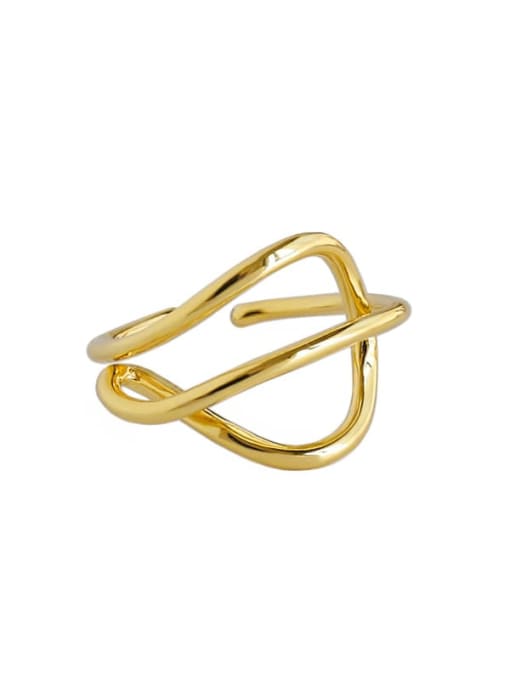 DAKA 925 Sterling Silver With Gold Plated Simplistic Irregular Band Rings 4