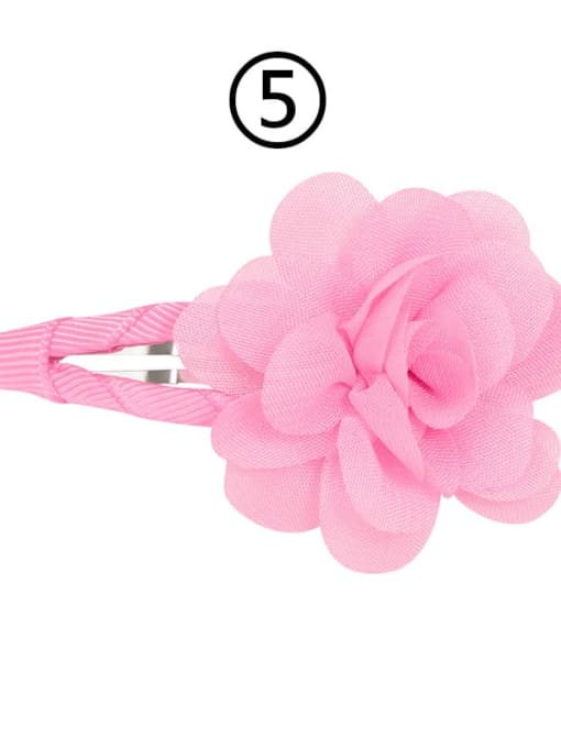 5 Pearl Pink Alloy Yarn Minimalist Flower  Multi Color Hair Barrette