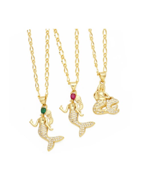 CC Brass Cubic Zirconia Mermaid Trend Necklace 0