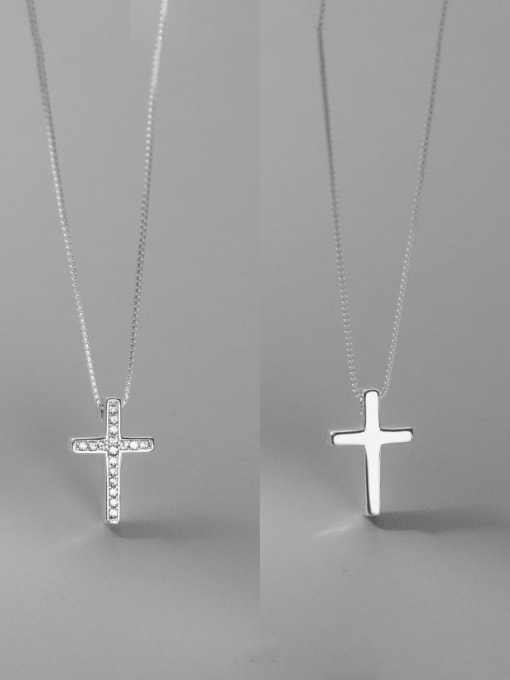 Rosh 925 Sterling Silver Cross Minimalist Regligious Necklace 2