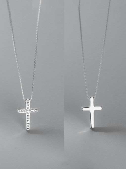silver 925 Sterling Silver Cross Minimalist Regligious Necklace