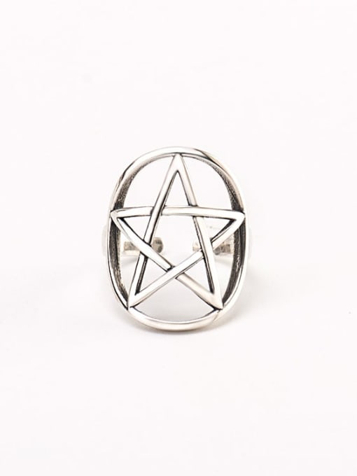 XBOX 925 Sterling Silver Geometric Vintage five-pointed star Band Ring 0