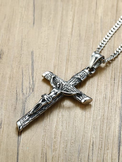 CONG Stainless steel Cross Vintage Regligious Necklace 2