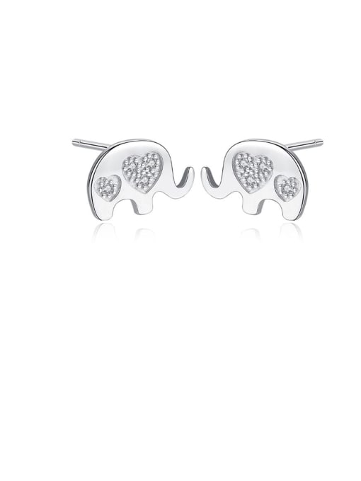 CCUI 925 Sterling Silver Rhinestone Elephant Cute Stud Earring 0