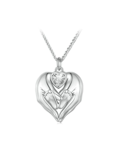 Jare 925 Sterling Silver Cubic Zirconia Heart Dainty Necklace 0