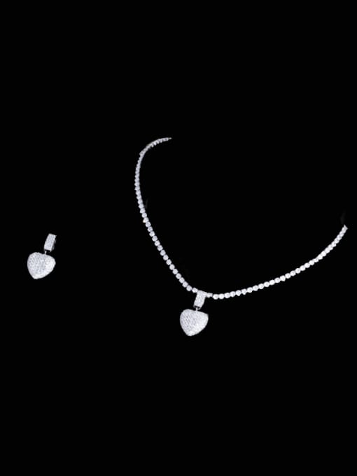 L.WIN Brass Cubic ZirconiaLuxury Heart   Earring and Necklace Set 2