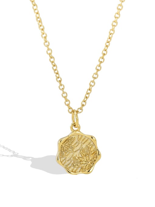 Gold irregular round Vintage Necklace Brass Minimalist Retro Irregular Round Cards Pendant Necklace