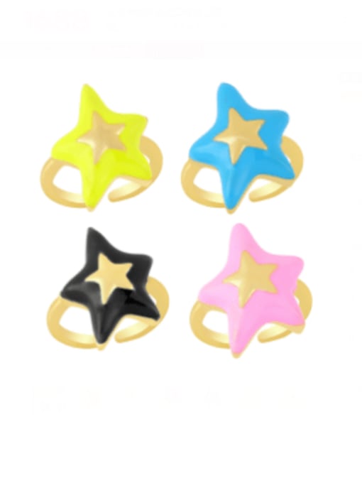 CC Brass Enamel Five-pointed starTrend Band Ring