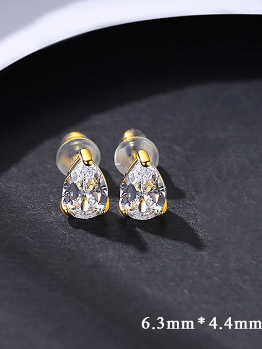 46 Droplets 925 Sterling Silver Cubic Zirconia Water Drop Minimalist Stud Earring
