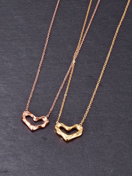 A TEEM Titanium Hollow Heart Minimalist pendant Necklace 1