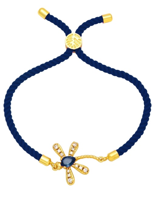 blue Brass Cubic Zirconia Insect Bohemia Adjustable Bracelet