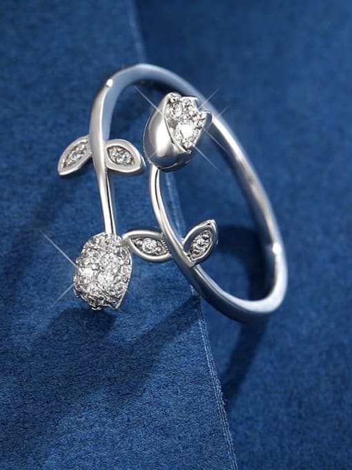 XP Alloy Cubic Zirconia Flower Dainty Band Ring 1