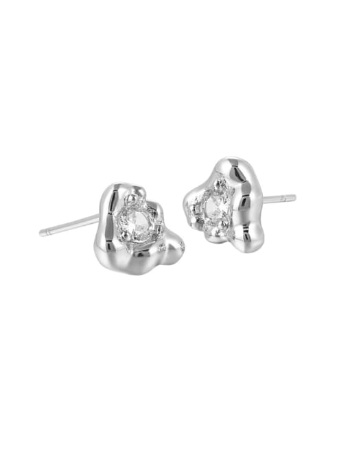 White gold +white stone 925 Sterling Silver Cubic Zirconia Geometric Vintage Stud Earring
