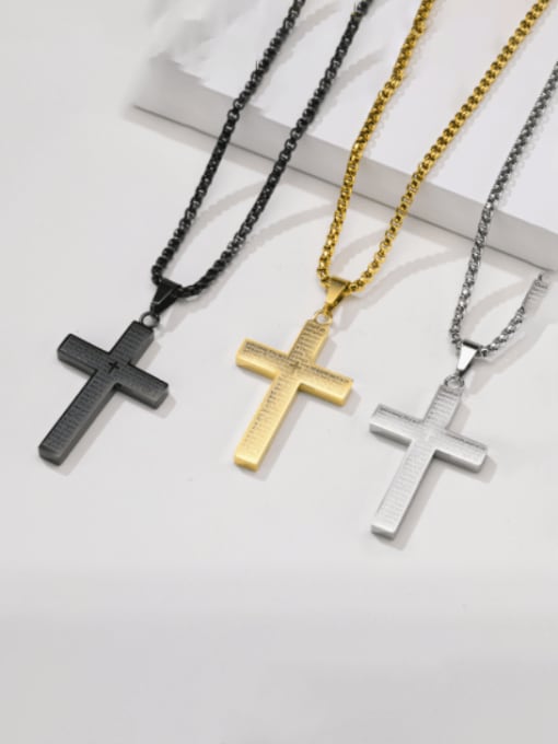 CONG Titanium Steel Cross Hip Hop Regligious Necklace 2
