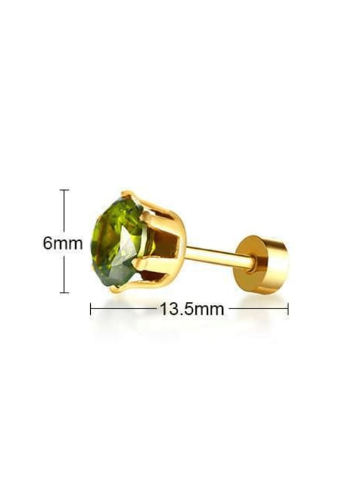Light green (single) Titanium Steel Cubic Zirconia Geometric Minimalist Stud Earring((Single-Only One)