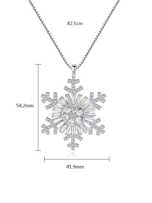 BLING SU Copper Cubic Zirconia  Dainty Snowflake pendant Necklace 2