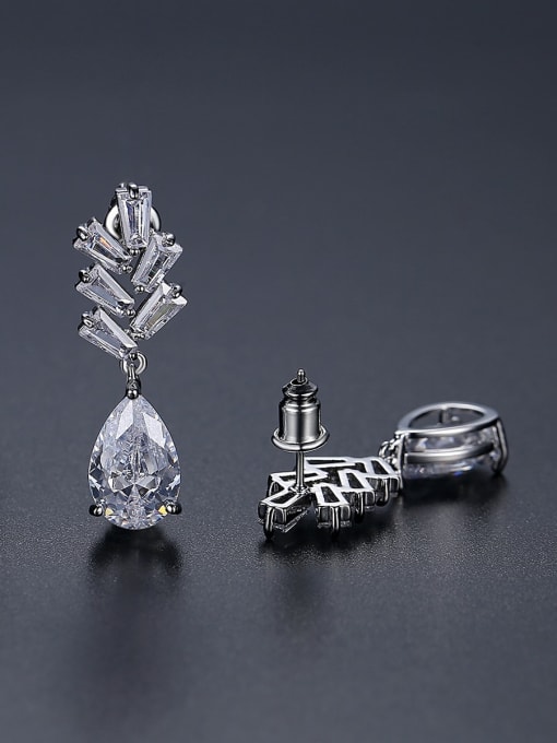 BLING SU Brass Cubic Zirconia Water Drop Luxury Cluster Earring 2