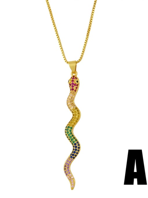 A Brass Cubic Zirconia Snake Vintage Necklace