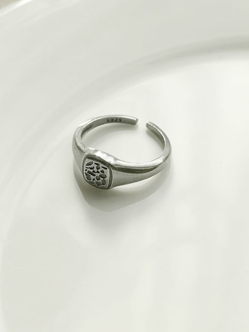 J 596 diamond ring 925 Sterling Silver Geometric Vintage  Free Size Midi Ring