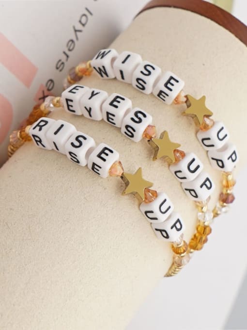 Package price TL s2020153 Stainless steel Bead Letter Bohemia Stretch Bracelet
