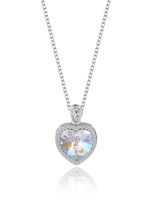 JYXZ 013 (gradient white) 925 Sterling Silver Austrian Crystal Heart Classic Necklace