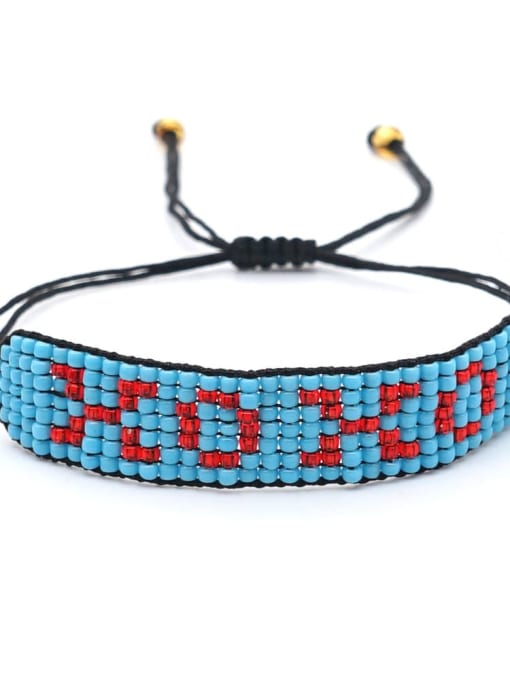 MG B180214 Stainless steel Bead Multi Color Geometric Bohemia Handmade Weave Bracelet