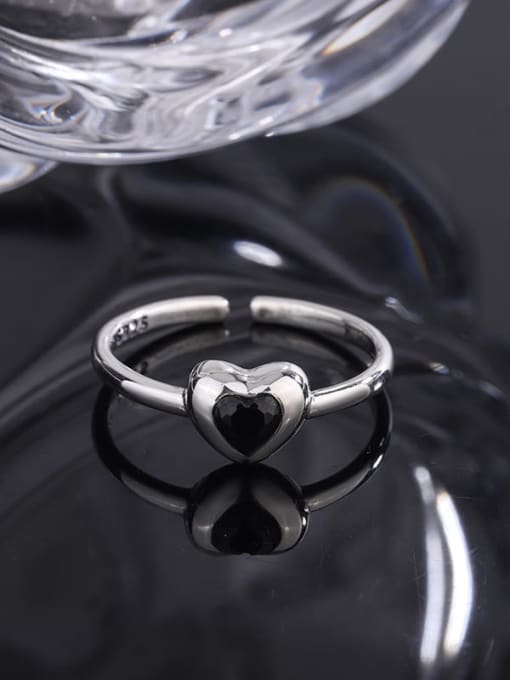 KDP-Silver 925 Sterling Silver Cubic Zirconia Heart Minimalist Band Ring 3