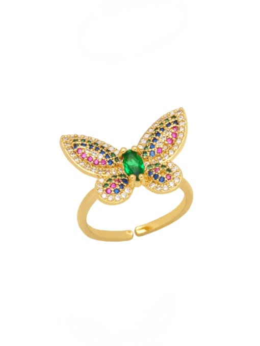 Mixed color Brass Cubic Zirconia Butterfly Vintage Band Ring