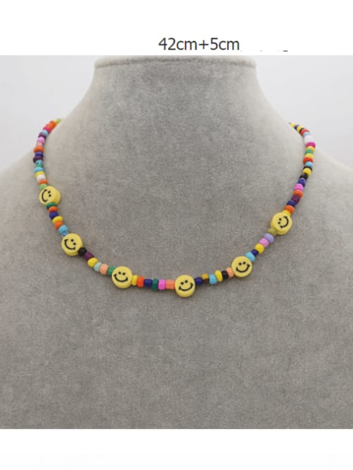 MMBEADS Multi Color Glass beads Polymer Clay Smiley Bohemia Necklace 1