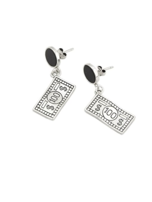 SHUI Vintage Sterling Silver With Simplistic Square Drop Earrings 0