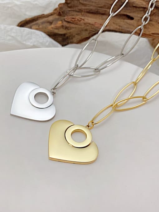 Open Sky Titanium Steel Heart Minimalist Asymmetric chain Necklace 2