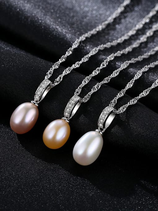 CCUI 925 sterling silver simple Freshwater Pearl multi color Necklace 2