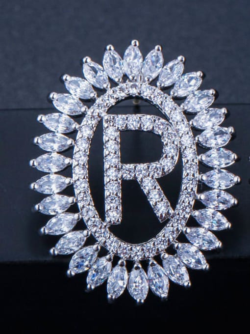 The letter R Brass Cubic Zirconia Letter Luxury Stud Earring