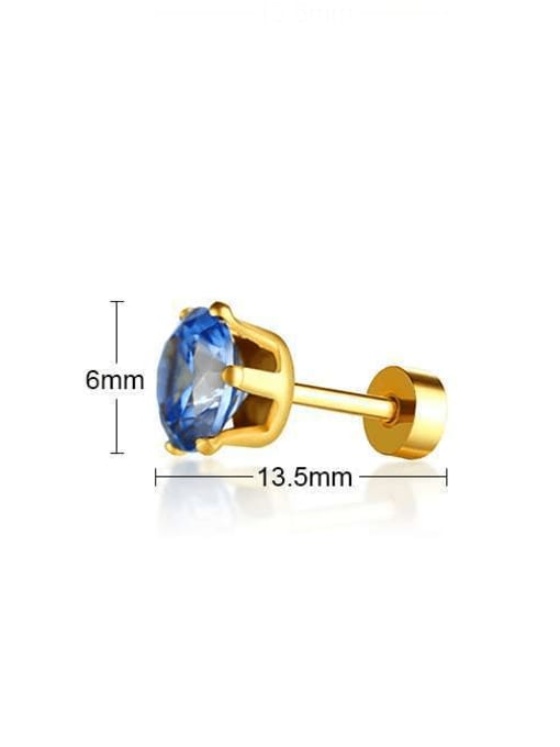 Treasure Blue (Single) Titanium Steel Cubic Zirconia Geometric Minimalist Stud Earring((Single-Only One)