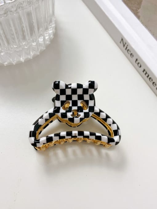 Bear black and white 4.5cm Cellulose Acetate Minimalist Heart Alloy Jaw Hair Claw