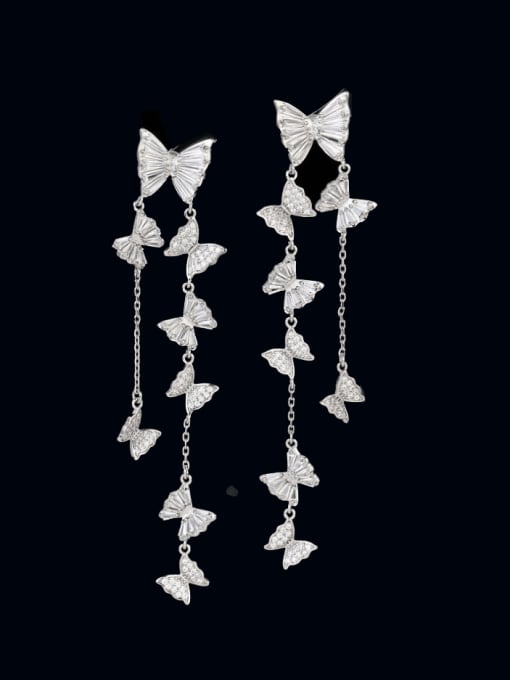 Luxu Brass Cubic Zirconia Butterfly Tassel Luxury Cluster Earring 3