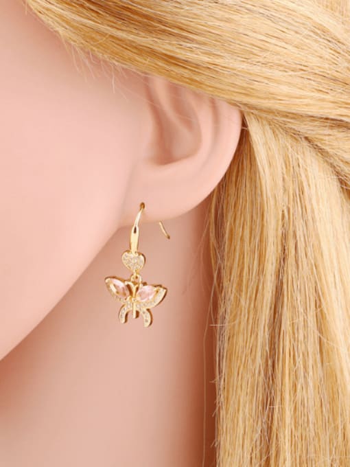 CC Brass Cubic Zirconia Heart Dainty Hook Earring 1