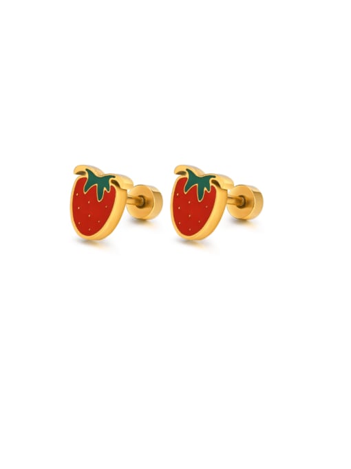 Strawberry earrings Titanium Steel Enamel Friut Minimalist Stud Earring