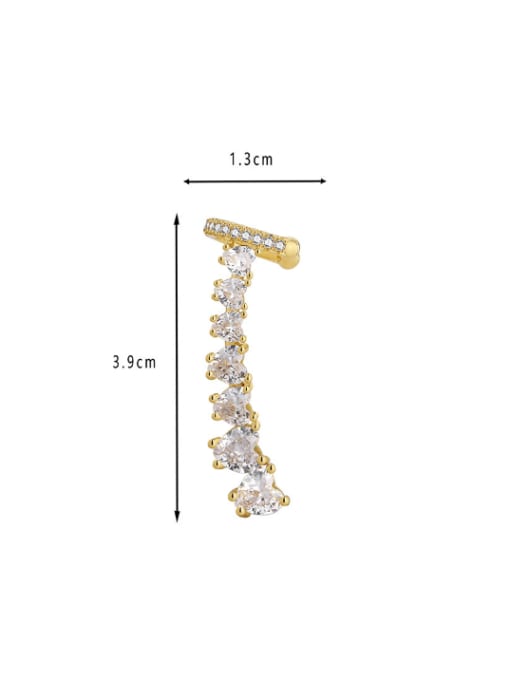 CHARME Brass Cubic Zirconia Heart Minimalist Clip Earring 2