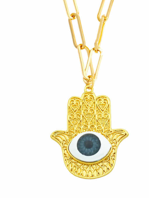 C (gray) Brass Cubic Zirconia Evil Eye Vintage Necklace