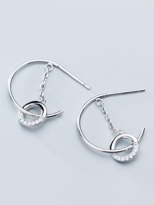 Rosh 925 sterling silver cubic zirconia  round minimalist hook earring