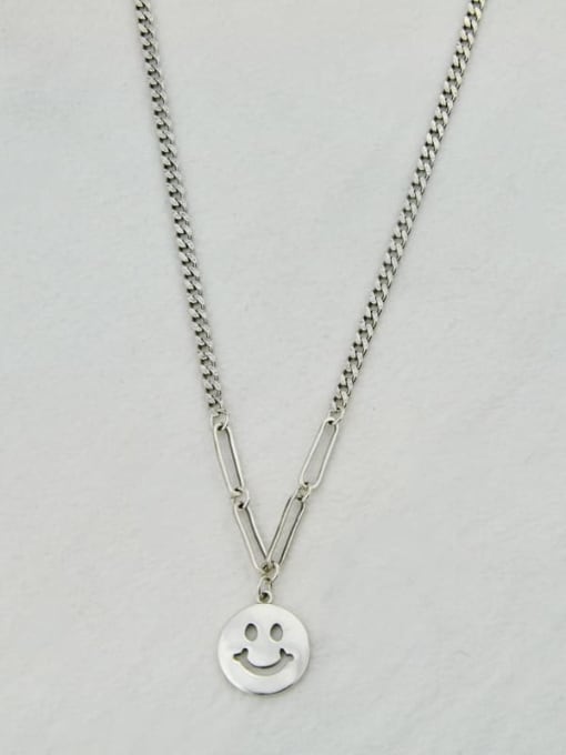 SHUI Vintage Sterling Silver With Antique Silver Plated Simplistic Face Necklaces 3