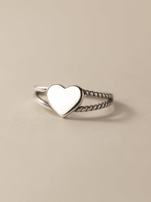 Rosh 925 Sterling Silver Heart Vintage Stackable Ring 0