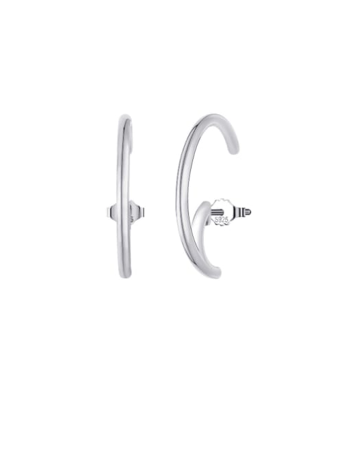 Platinum, weight 2.4g 925 Sterling Silver Irregular Minimalist Stud Earring