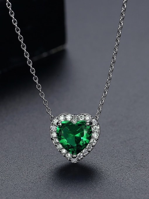 N15031703 Gn Brass Cubic Zirconia Heart Luxury Necklace